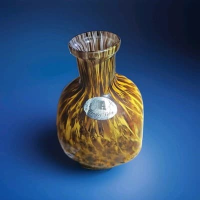 Maestri Vetrai Murano Glass Vase Amber Tortoise Shell - Thumbnail 2