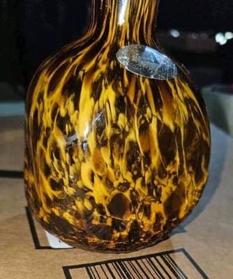 Maestri Vetrai Murano Glass Vase Amber Tortoise Shell - Thumbnail 4
