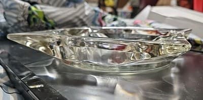 Mid Century Atomic Pointed Vintage Glass AshTray Angular Coaster Catchall 8 Inch - Thumbnail 4