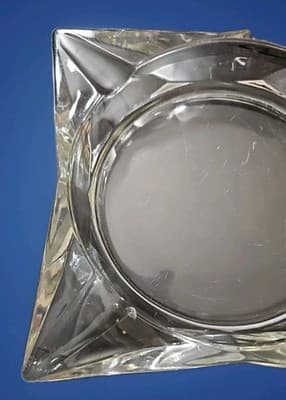 Mid Century Atomic Pointed Vintage Glass AshTray Angular Coaster Catchall 8 Inch - Thumbnail 5