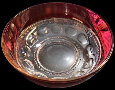 Glass Ruby Stained King's Crown Large Salad Bowl c.1955 Vintage