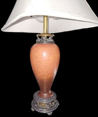 Roseville Art Deco Original Lamp In Mat Cinnamon Mottled Glaze - Image 1