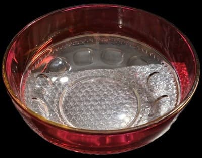 Glass Ruby Stained King's Crown Large Salad Bowl c.1955 Vintage - Thumbnail 7