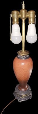 Roseville Art Deco Original Lamp In Mat Cinnamon Mottled Glaze - Thumbnail 2