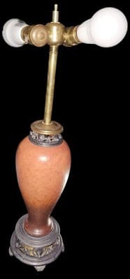 Roseville Art Deco Original Lamp In Mat Cinnamon Mottled Glaze - Thumbnail 3