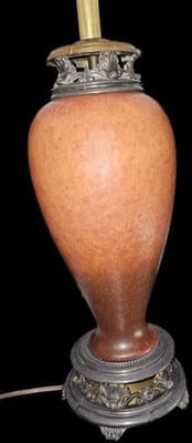 Roseville Art Deco Original Lamp In Mat Cinnamon Mottled Glaze - Thumbnail 4