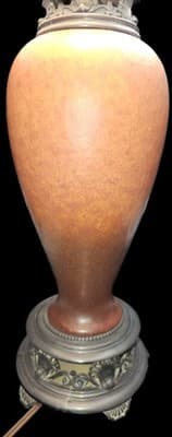 Roseville Art Deco Original Lamp In Mat Cinnamon Mottled Glaze - Thumbnail 8