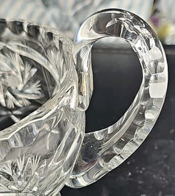 Gorgeous Heavy Lead Crystal Gravy Boat With Pineapple Pinwheel Design 2 lb 4 oz. - Thumbnail 4