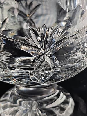 Gorgeous Heavy Lead Crystal Gravy Boat With Pineapple Pinwheel Design 2 lb 4 oz. - Thumbnail 6