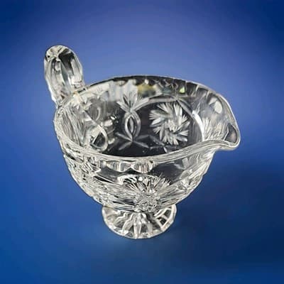Gorgeous Heavy Lead Crystal Gravy Boat With Pineapple Pinwheel Design 2 lb 4 oz. - Thumbnail 7