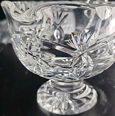 Gorgeous Heavy Lead Crystal Gravy Boat With Pineapple Pinwheel Design 2 lb 4 oz. - Thumbnail 5