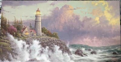 Thomas Kinkade Conquering the Storms 16" x 31" Gallery Wrapped Canvas (With COA) - Thumbnail 2