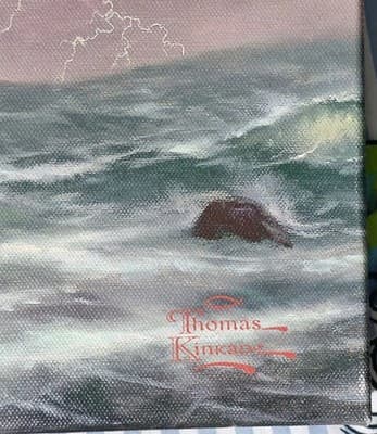 Thomas Kinkade Conquering the Storms 16" x 31" Gallery Wrapped Canvas (With COA) - Image 1