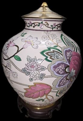 Vintage Porcelain Floral Ginger Jar Lamp (Large) No Lampshade Included - Thumbnail 3