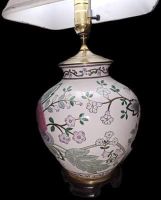 Vintage Porcelain Floral Ginger Jar Lamp (Large) No Lampshade Included - Thumbnail 5