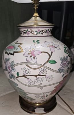 Vintage Porcelain Floral Ginger Jar Lamp (Large) No Lampshade Included - Thumbnail 4