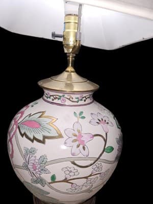 Vintage Porcelain Floral Ginger Jar Lamp (Large) No Lampshade Included - Thumbnail 7