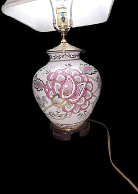 Vintage Porcelain Floral Ginger Jar Lamp (Large) No Lampshade Included - Thumbnail 8