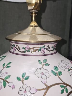 Vintage Porcelain Floral Ginger Jar Lamp (Large) No Lampshade Included - Thumbnail 9