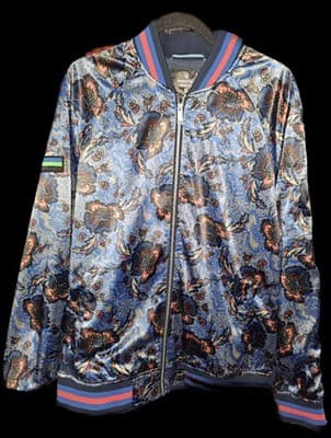 Houston White Satin Floral Jacket Size L - Image 1