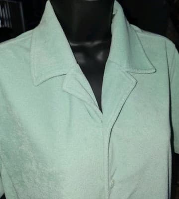 Bugatchi Towelling French Terry Camp Shirt Medium Seafoam Green Button Up - Thumbnail 4