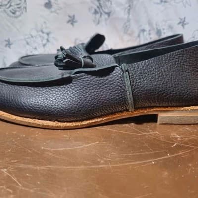 U. Men's Leather Tassel Loafer All Black Made in Japan Size 9 - Thumbnail 4