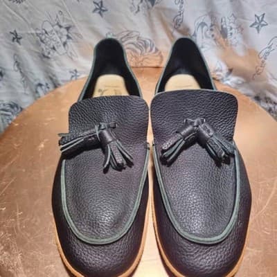 U. Men's Leather Tassel Loafer All Black Made in Japan Size 9 - Image 1