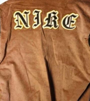 Nike Swoosh High Est 1972 Varsity Bomber Jacket Brown Corduroy Mens Small - Thumbnail 5
