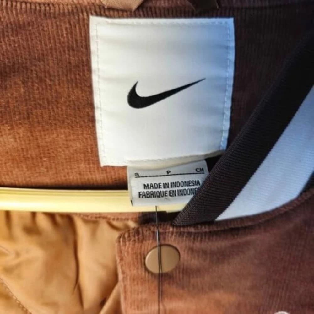 Nike Swoosh High Est 1972 Varsity Bomber Jacket Brown Corduroy Mens Small - Thumbnail 7