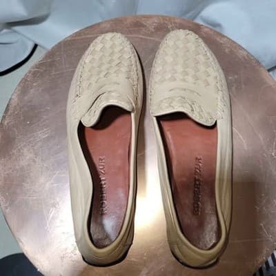 Robert Zur Men's Beige Woven Leather Driving Loafers (Size 10) - Thumbnail 3