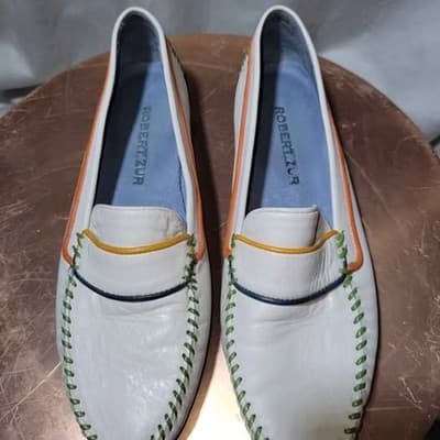 Robert Zur Women's Driving Loafer in White with Comfort Color Accents (Size 11) - Thumbnail 2