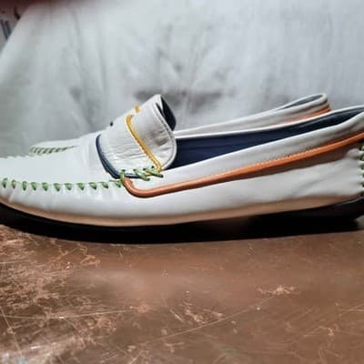 Robert Zur Women's Driving Loafer in White with Comfort Color Accents (Size 11) - Thumbnail 3