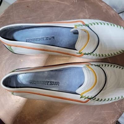 Robert Zur Women's Driving Loafer in White with Comfort Color Accents (Size 11) - Thumbnail 4