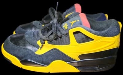 Nike Air Jordan 4s "Bruce Lee" Black and University Gold, Red Accent Size 10.5 - Thumbnail 3