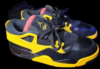 Nike Air Jordan 4s "Bruce Lee" Black and University Gold, Red Accent Size 10.5 - Thumbnail 8