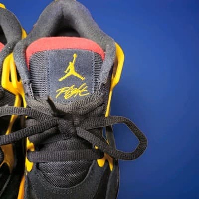 Nike Air Jordan 4s "Bruce Lee" Black and University Gold, Red Accent Size 10.5 - Thumbnail 9