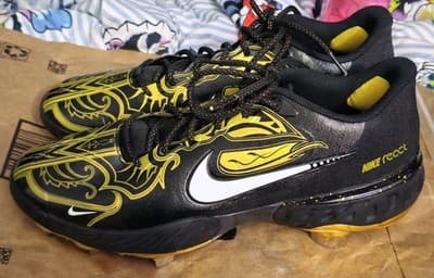 Nike Alpha Huarache Elite 3 Low Baseball Cleats Men's 11.5 Black Gold CV3553-001 - Thumbnail 2