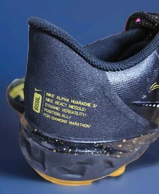 Nike Alpha Huarache Elite 3 Low Baseball Cleats Men's 11.5 Black Gold CV3553-001 - Thumbnail 5