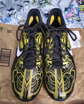 Nike Alpha Huarache Elite 3 Low Baseball Cleats Men's 11.5 Black Gold CV3553-001 - Thumbnail 11