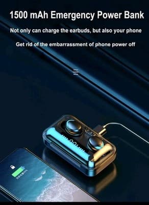 TWS 'BTH-F9-5' True Wireless Earbuds With Power Bank Easy Pairing HiFi &💧 Proof - Thumbnail 10