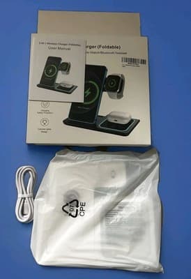 Foldable 3 in 1 Wireless Charging Station Phone Smart Watch Headphones Tablet - Thumbnail 3