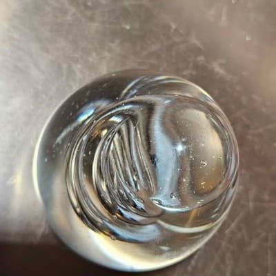 2 Art Glass Paperweights Clear Double Twisty and Aquarium - Thumbnail 3