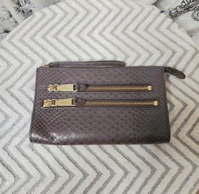 Cole Haan Purple Leather Wallet with Snake Pattern - Image 1