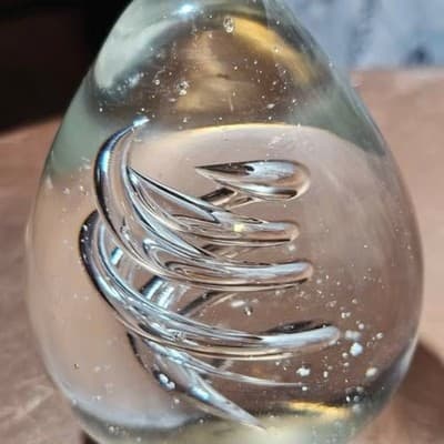 2 Art Glass Paperweights Clear Double Twisty and Aquarium - Thumbnail 5
