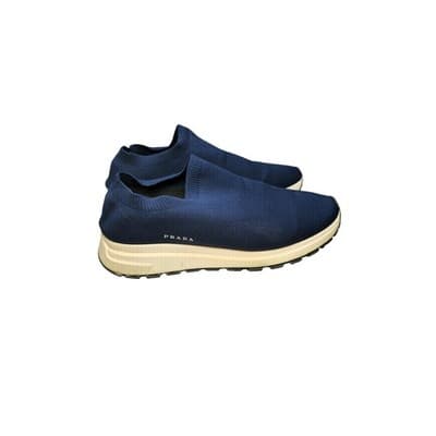 Prada Men's Blue Knit Slip On Sock Sneakers Size 8 - Image 1