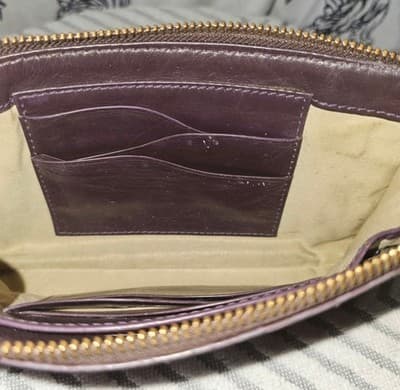 Cole Haan Purple Leather Wallet with Snake Pattern - Thumbnail 4