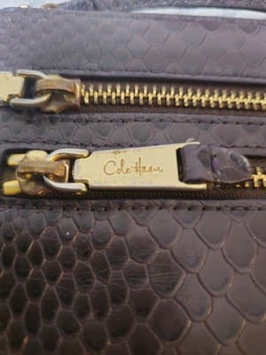 Cole Haan Purple Leather Wallet with Snake Pattern - Thumbnail 2