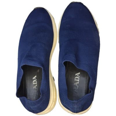 Prada Men's Blue Knit Slip On Sock Sneakers Size 8 - Thumbnail 6