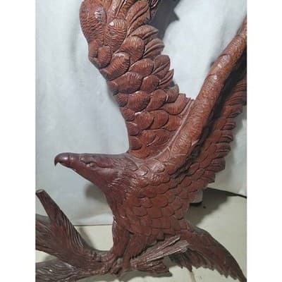 Beautiful Hand Carved Wooden Eagle Sculpture - Thumbnail 2