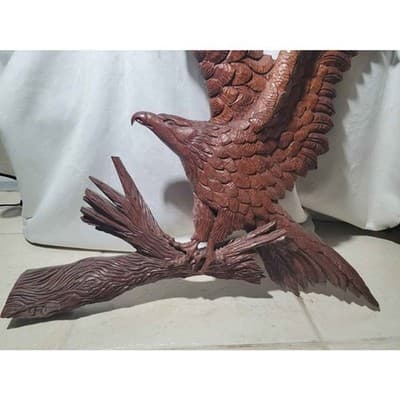 Beautiful Hand Carved Wooden Eagle Sculpture - Thumbnail 4
